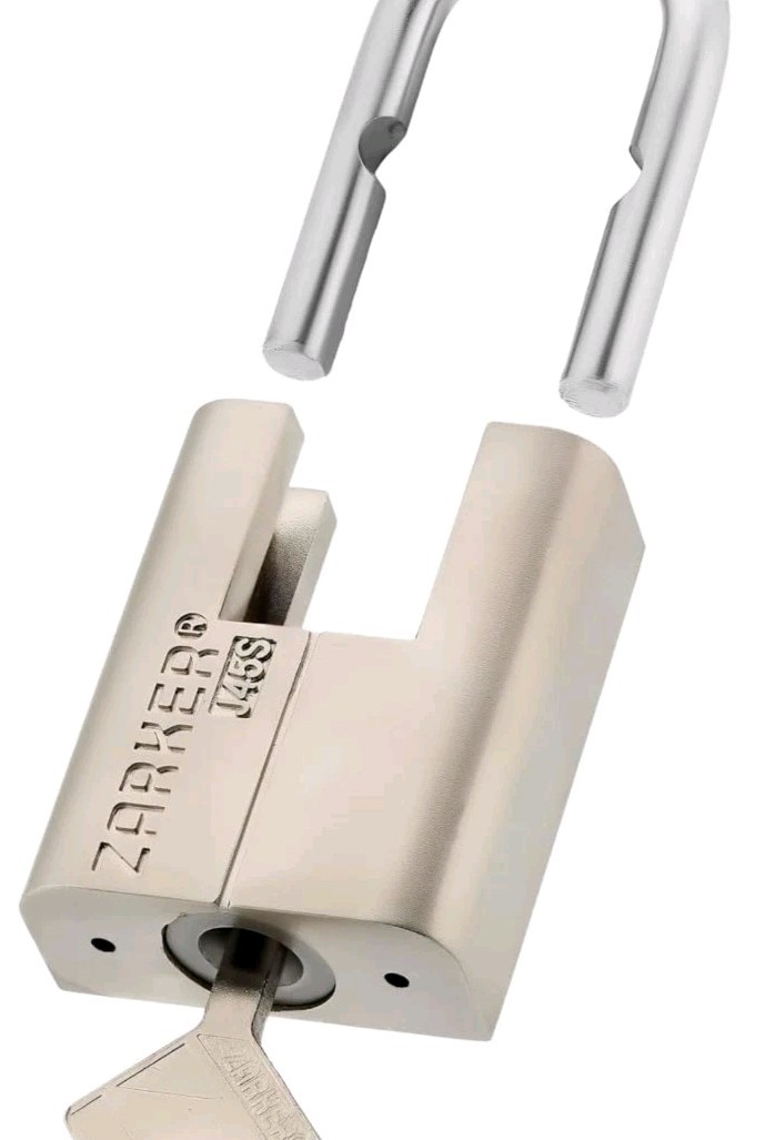 Zarker J45S keyed Padlock, Heavy Duty Stainless Steel Shackle Lock, 3 Keys