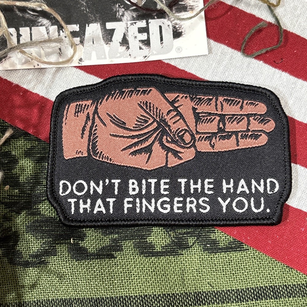 Dont Bite The Hand Tactical Hook And Loop Patch High Quality Graphic ~2x3.5