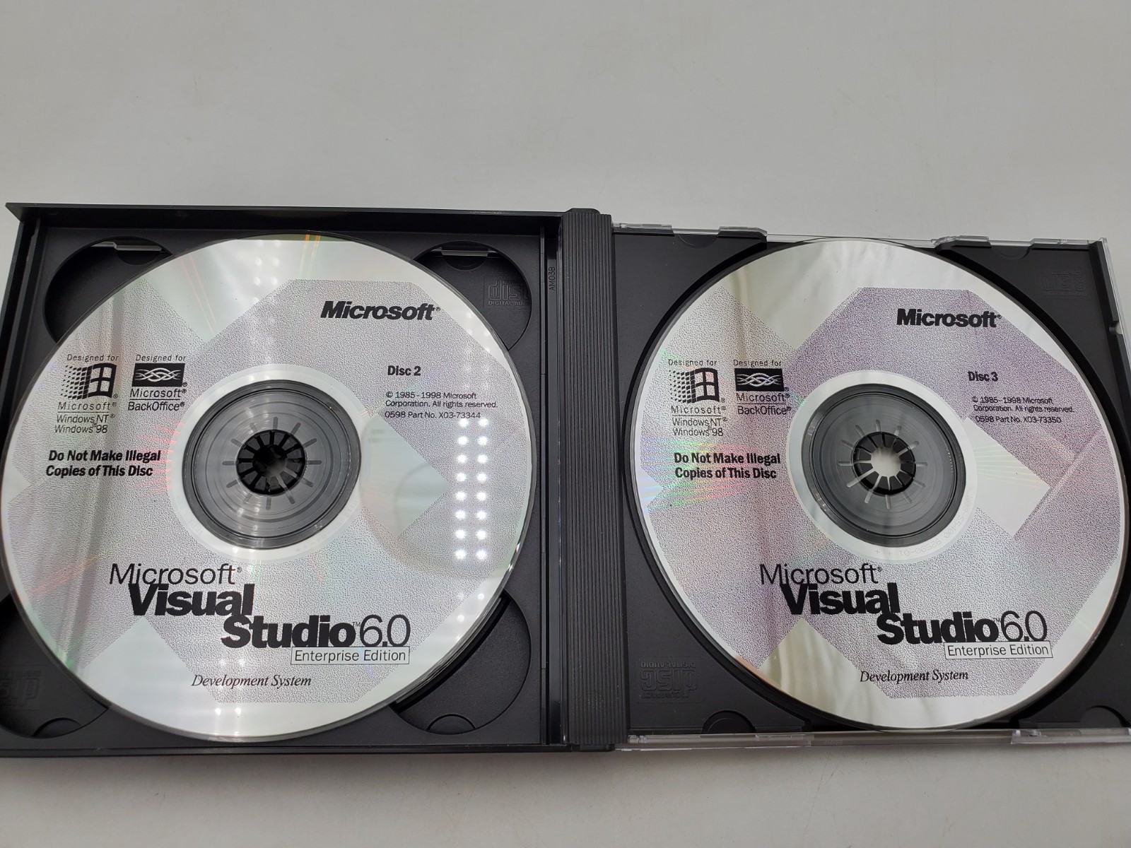 Microsoft Visual Studio 6.0 ENTERPRISE Disc 1, 2, &3 w/ CD Key Vintage