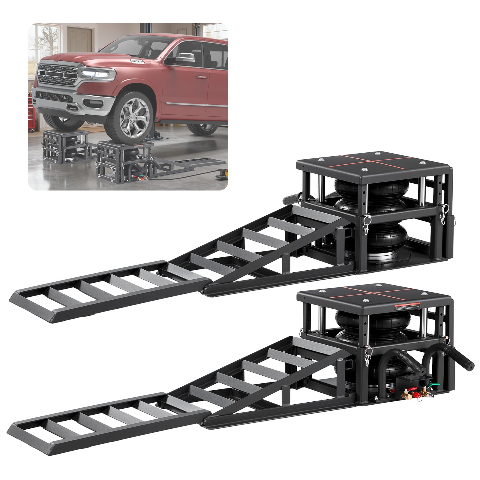 VEVOR 2-Pack Air Portable Car Lifts 11023 lbs Heavy Duty Pneumatic Ramp Jacks