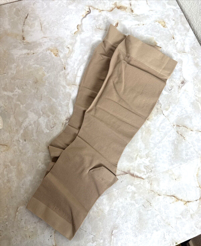 Lin Performance Graduated Open Toe Knee High Compression Socks Sz L Beige