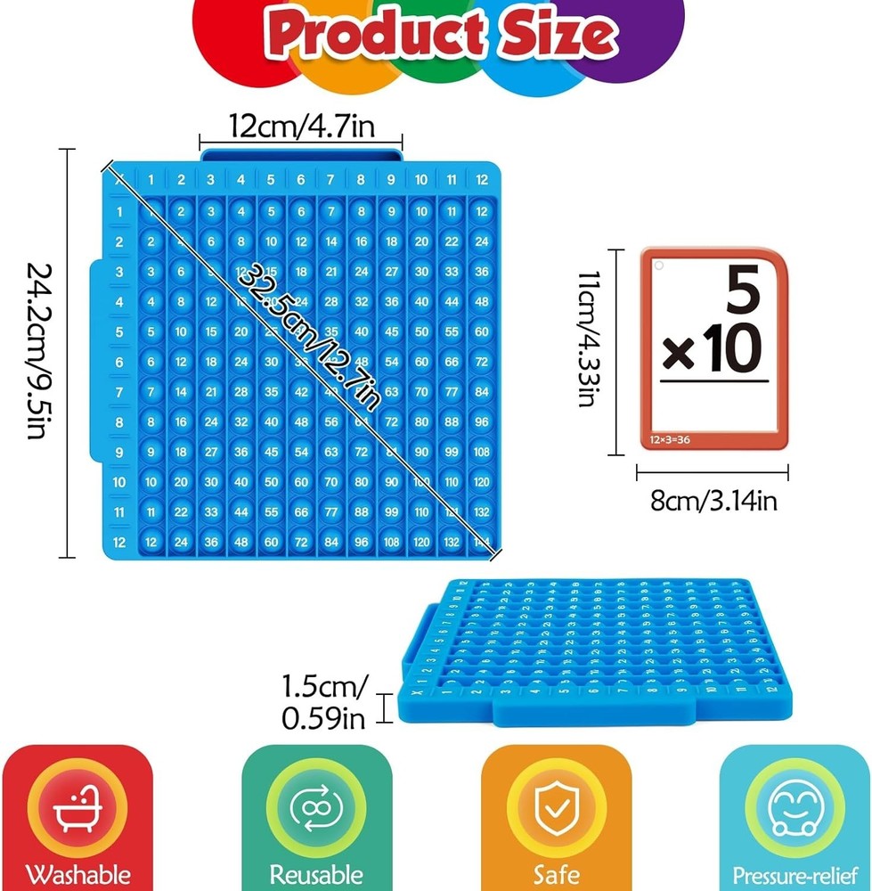 Math Flash Cards + Math Board, Multiplication Flash Card Times Table Chart, M...