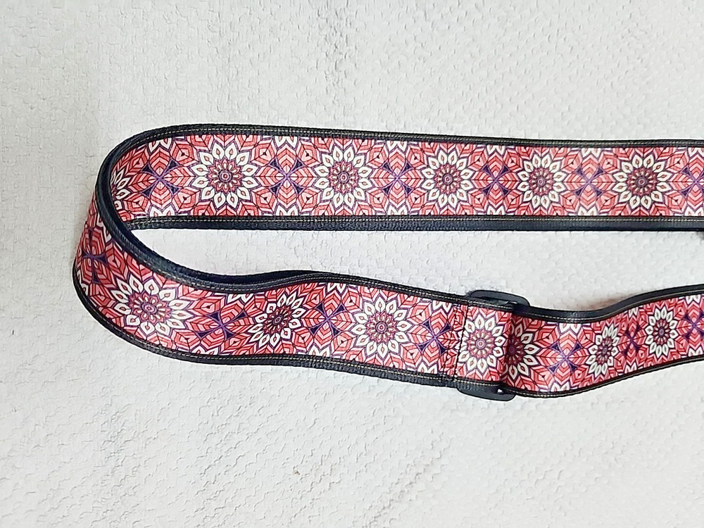 NOS Stagg Brand Adjustable Nylon 2" Adjustable Guitar Strap Pink Mandala Pattern