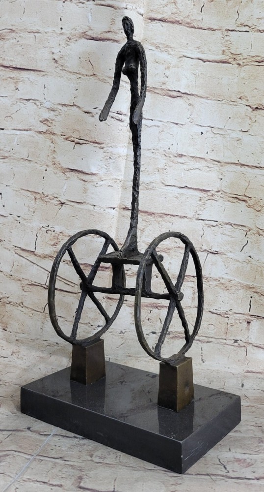 EXCEPTIONNELLE STATUE 100% BRONZE GLADIATOR ROMAIN EN CHARIOT LOST WAX METHOD