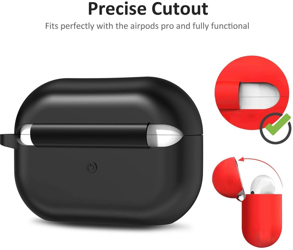 2 Pack AirPods Pro Case with Keychain, Front LED Visible Wireless Red And Black