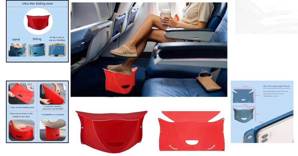 Versatile Folding Foot Rest for Planes & Trains - Lightweight & Supportive