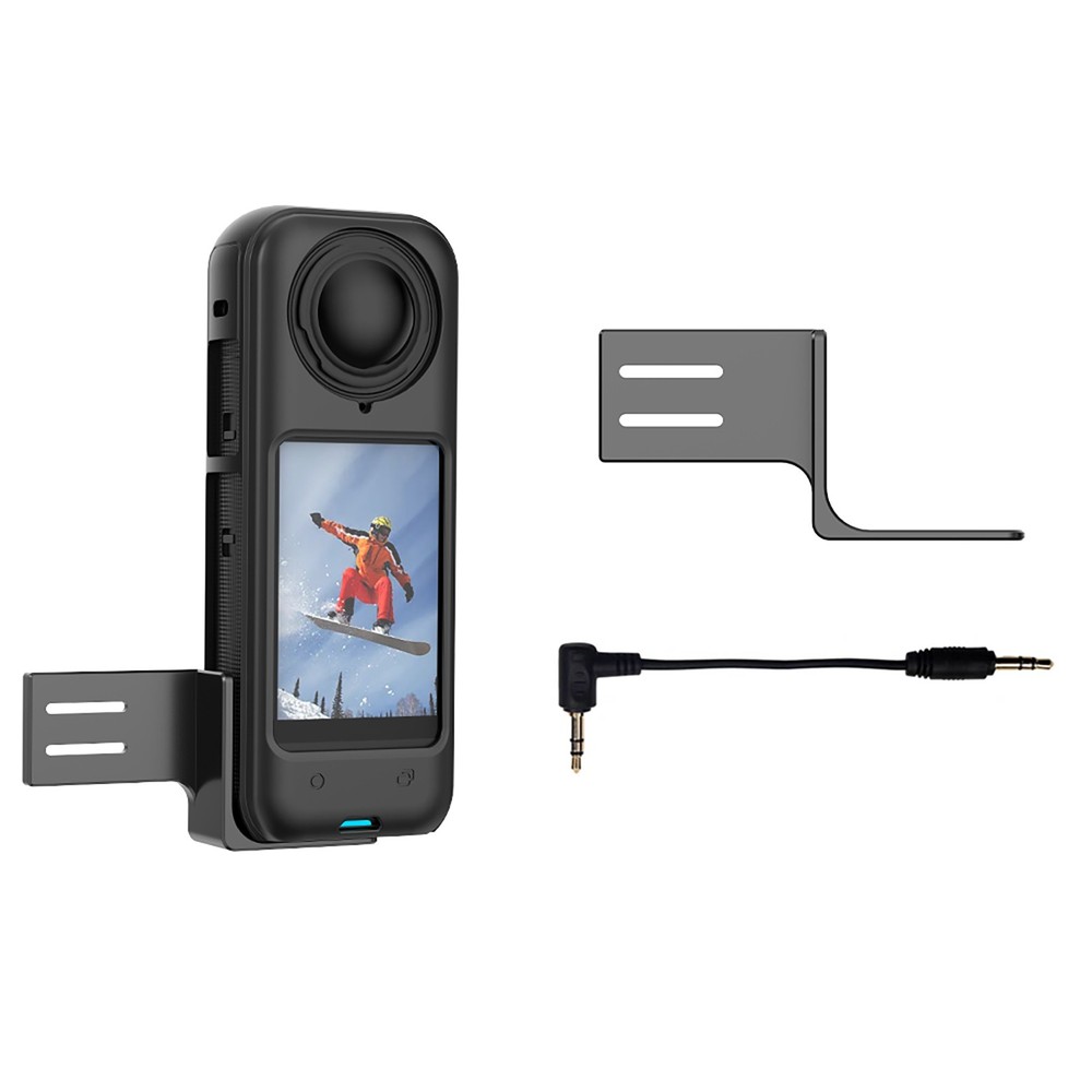 Black Microphone Expansion Mount Holder Base +Cable For Insta360 X4 Camera