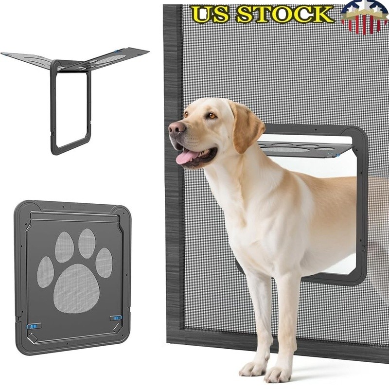 Automatic Pet Door Flap Lockable Screen Door Easy Install Medium Large Dogs New