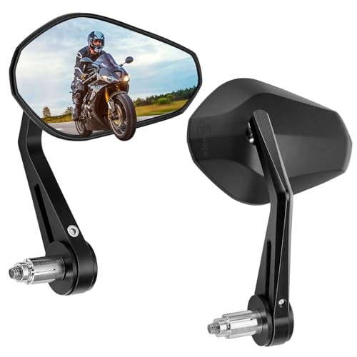 Universal Motorcycle Bar End Mirrors - Fits 7/8" Handlebars - Billet