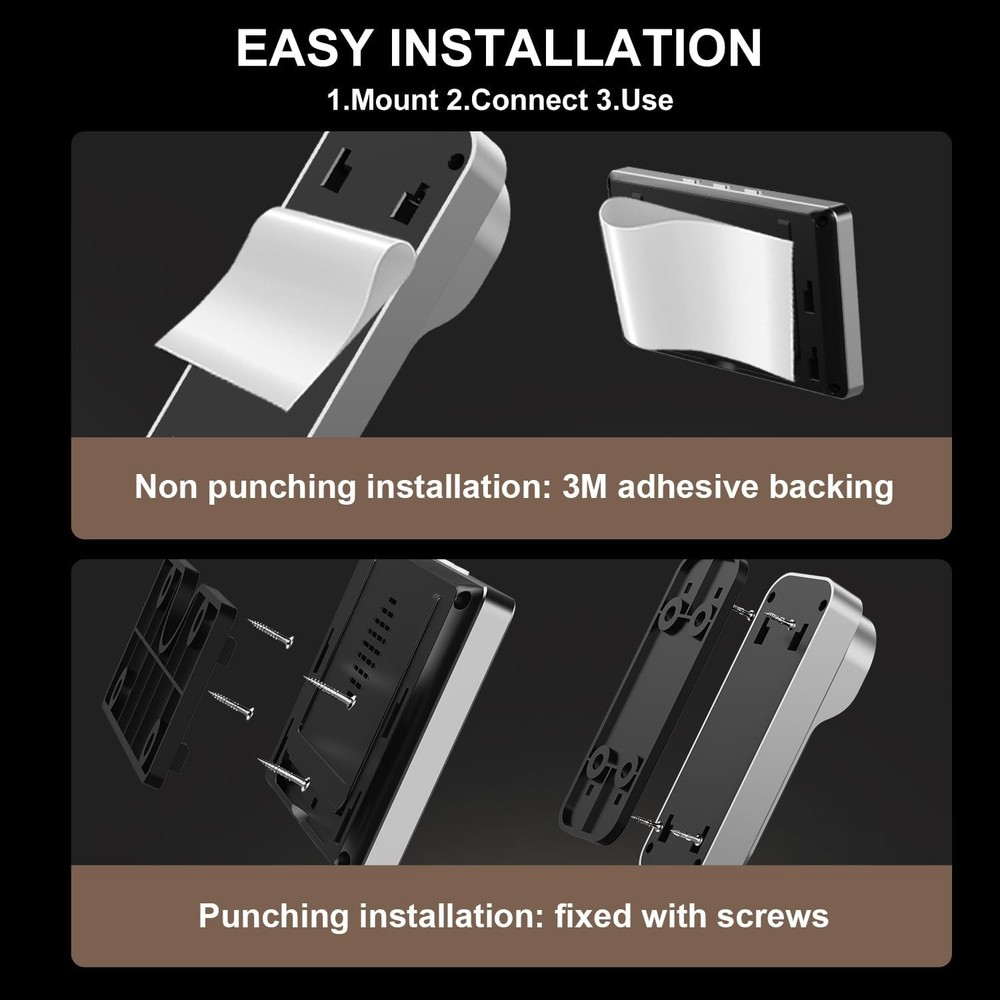 2.4G Wireless Video Doorbell Intercom System 1080P HD Camera w/ 4.3" IPS Screen