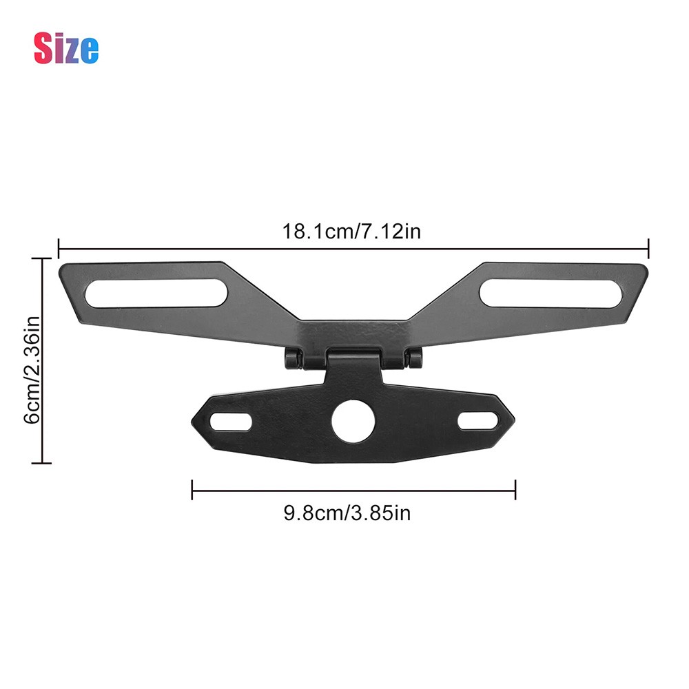 Folding Motorcycle License Plate Holder, Adjustable Tail Light Bracket