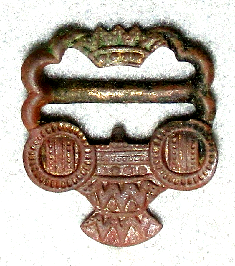An Elegant Copper Hat Badge/Slide with a Crown & Other Heraldic symbols