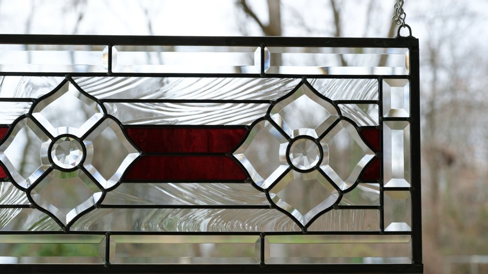 Beveled Glass Window Panel , 22"x 11"