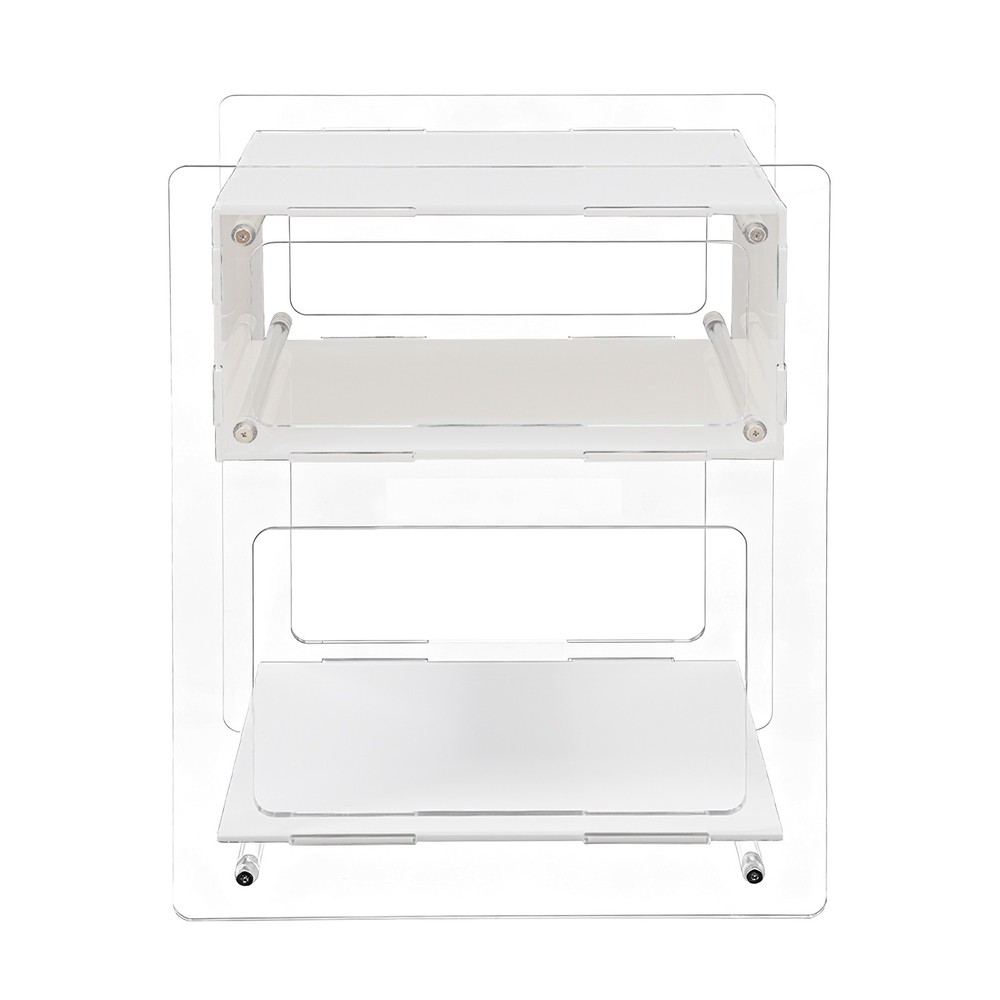 White Acrylic Side Table, Acrylic Nightstand, Rectangle Storage Shelf