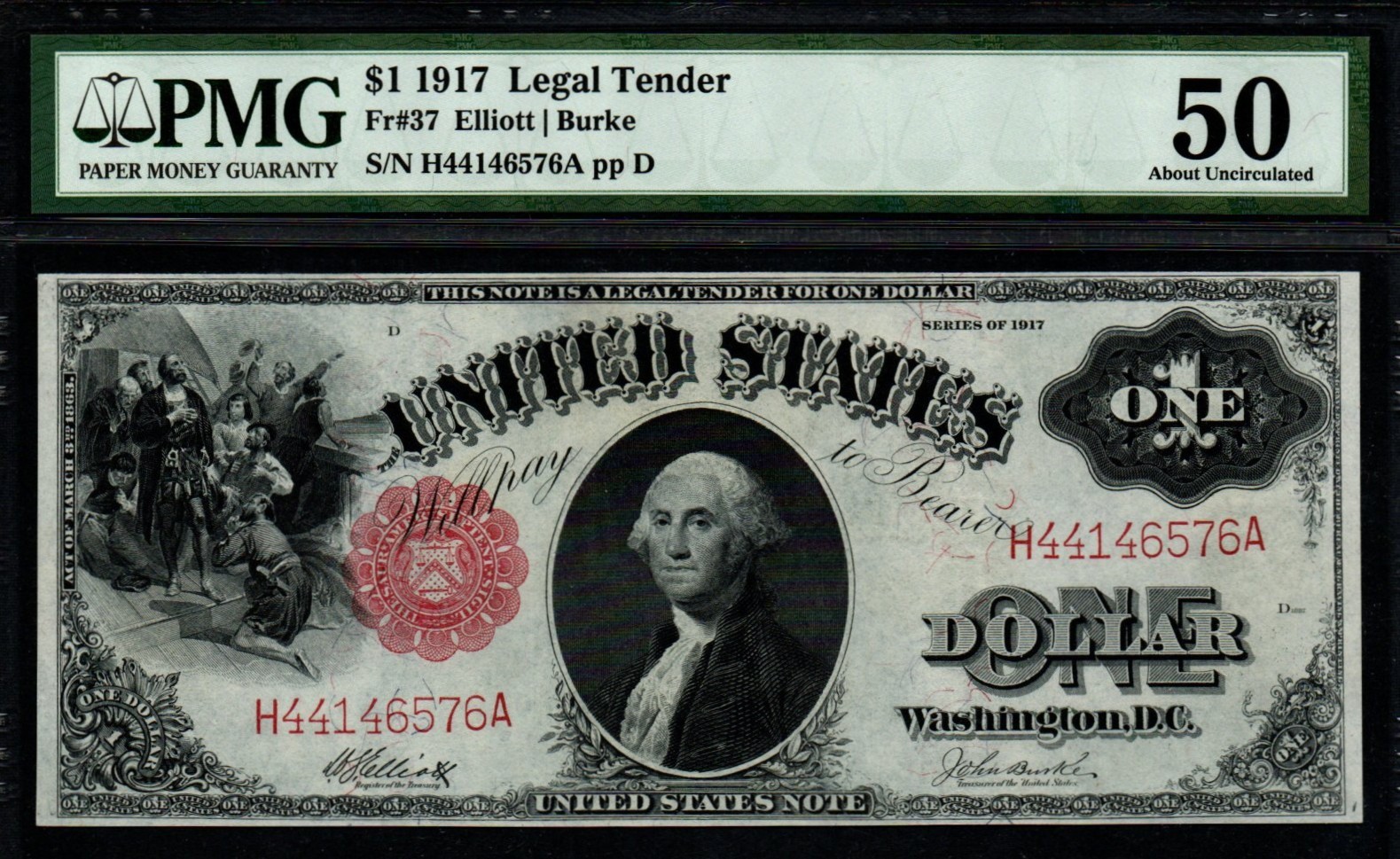 1917 $1 LARGE Size PMG ABOUT UNC 50 Legal Tender United States Note!