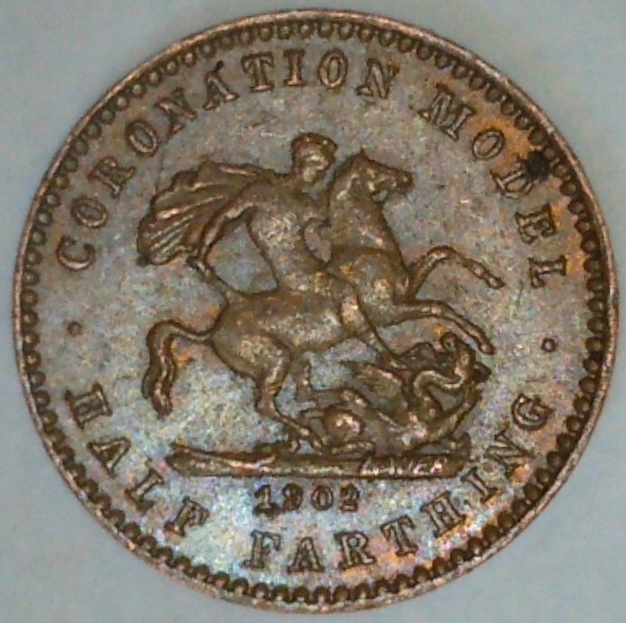BRITAIN 1902 Edward VII Coronation Model Half Farthing Pattern Test Coin HP75