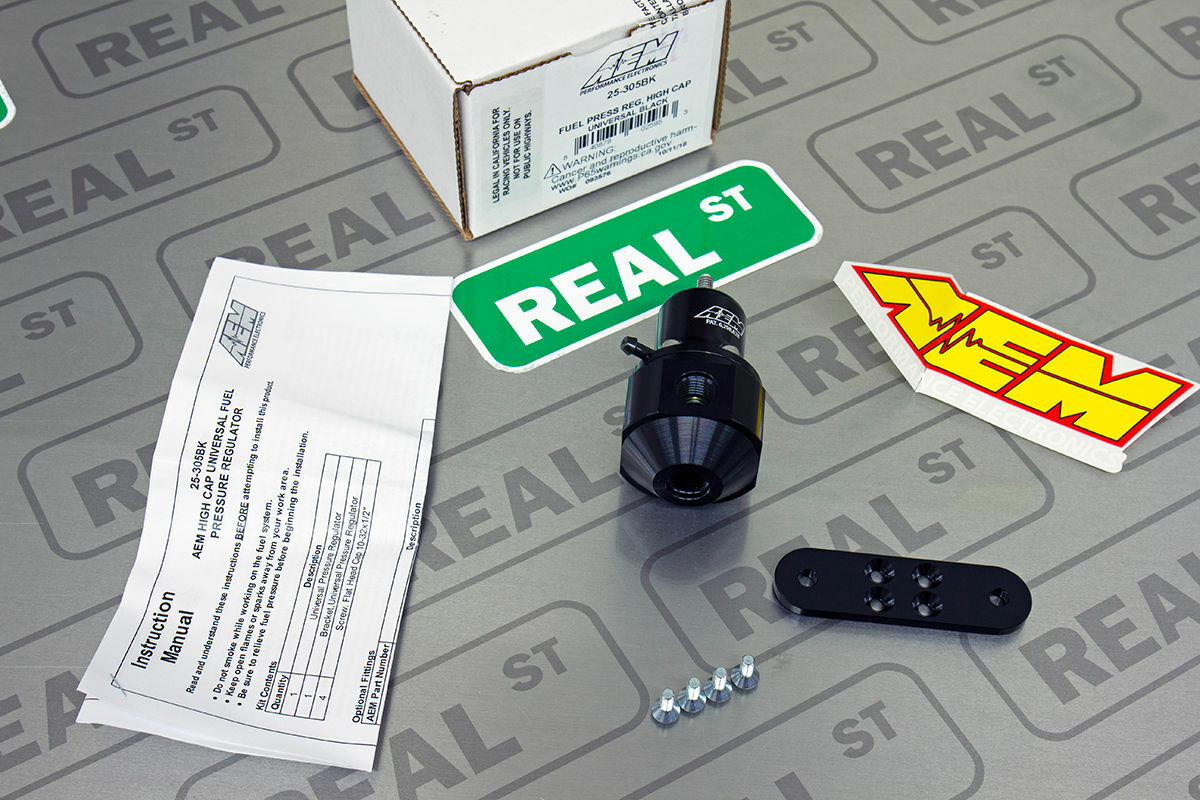 AEM High Cap Universal Adjustable Fuel Pressure Regulator 1:1 40-130 PSI Black