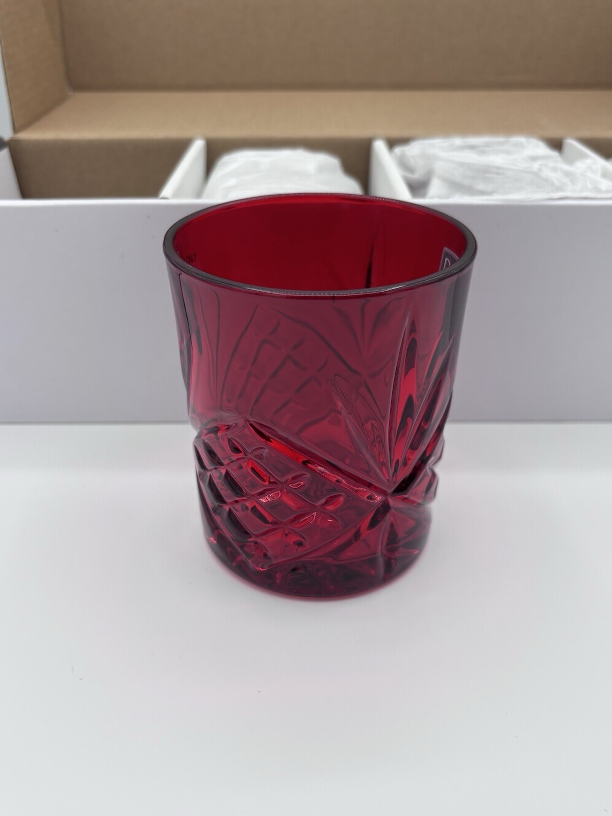 Godinger Old Fashioned Glasses Dublin Collection Ruby Red Crystal 4pc 11oz.