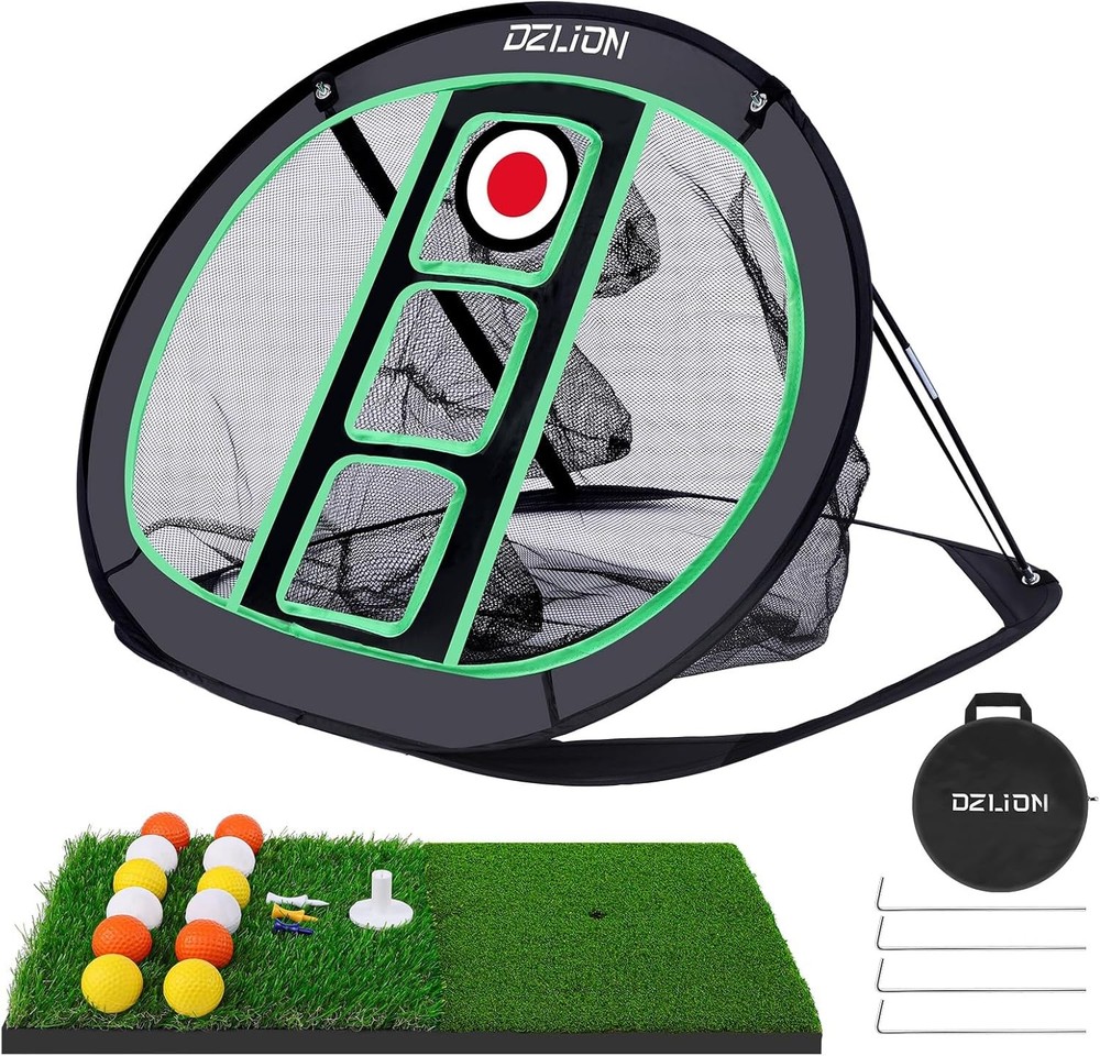 Foldable Golf Chipping Net & Indoor Mat Set - Pop-Up Training Target