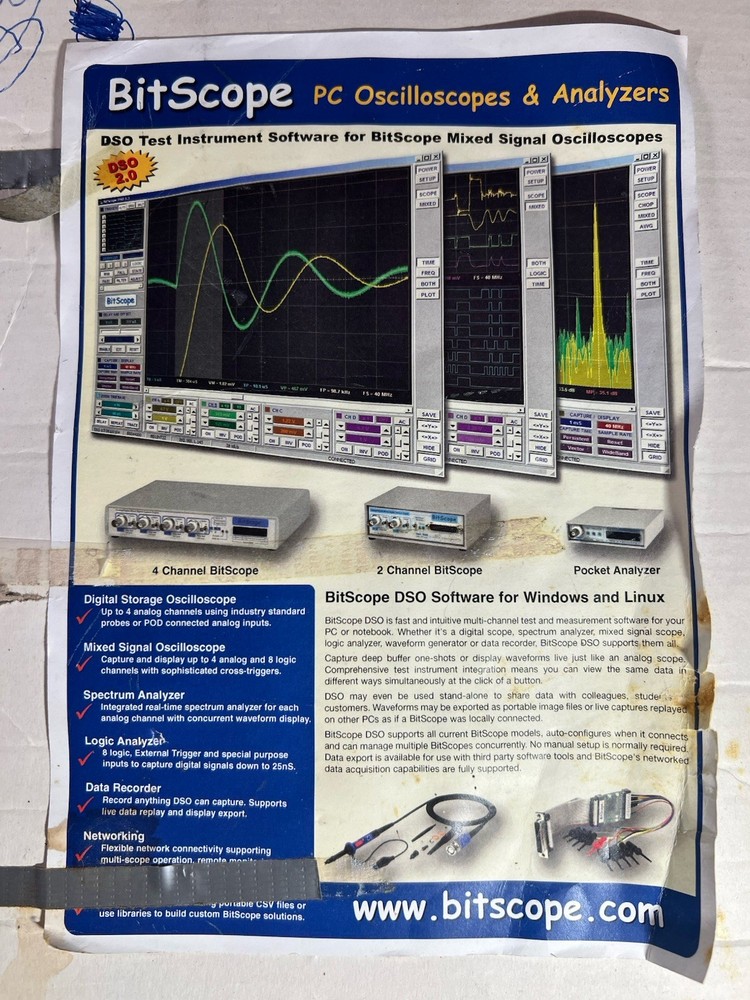 BitScope Designs BS100 USB Mixed Signal PC Oscilloscope Logic Analyzer