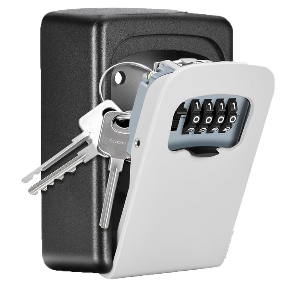 4 Digit Combination Lock Box Wall Mount Security Safe Large 5 Key Waterproof