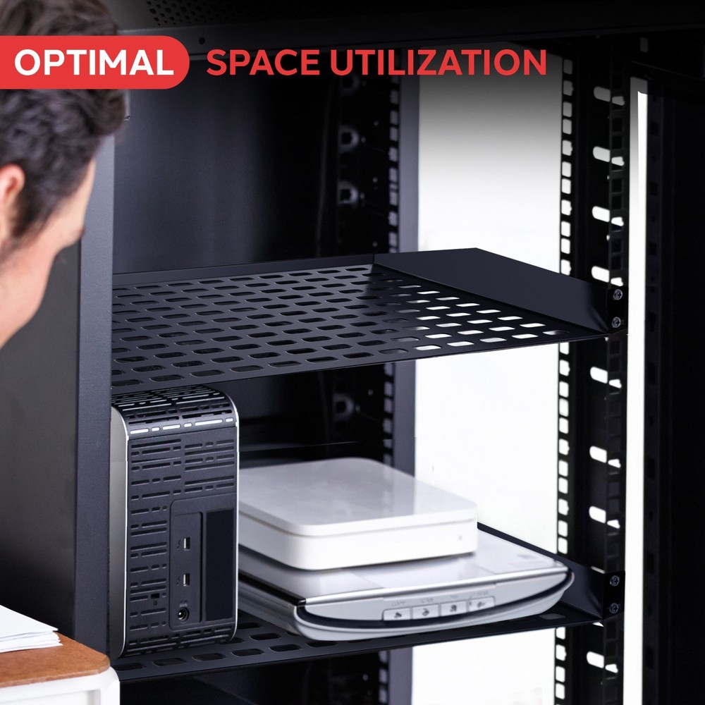 Pyle 8-Pack 1U Server Rack Shelf - Universal Device Server Rack Mounting Tray