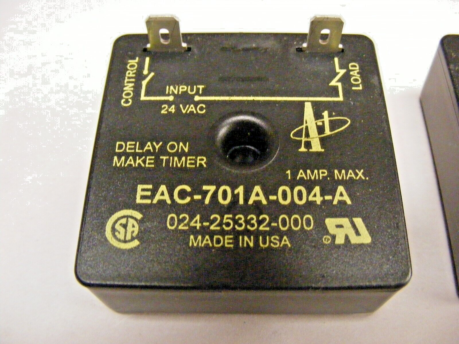 (2) EAC-701A-004-A Delay On Make Timer Relay 1 Amp 24 VAC NOS