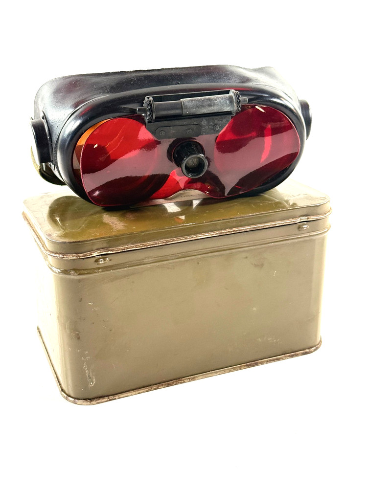 WW2 Variable Density Goggles w/ Tin glasses red visor 74-G-79-40 goggle mask