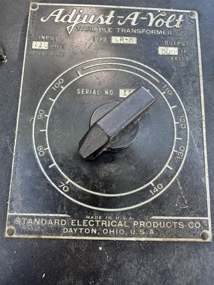 Standard Electric Adjust-A-Volt Variac Variable Transformer 115V input 0-160V