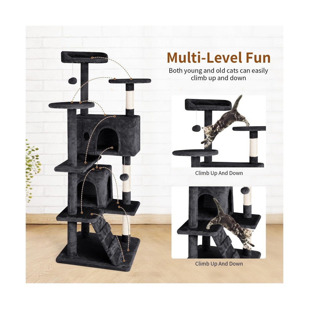 PayLessHere Cat Tree 54in Cat Tower with Cat Scratching Post,Multi-Level Cat ...