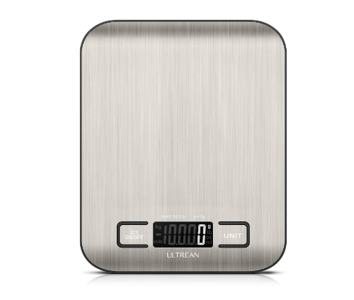 Digital Kitchen Scale Stainless Steel Waterproof Tare Function Large LCD Display