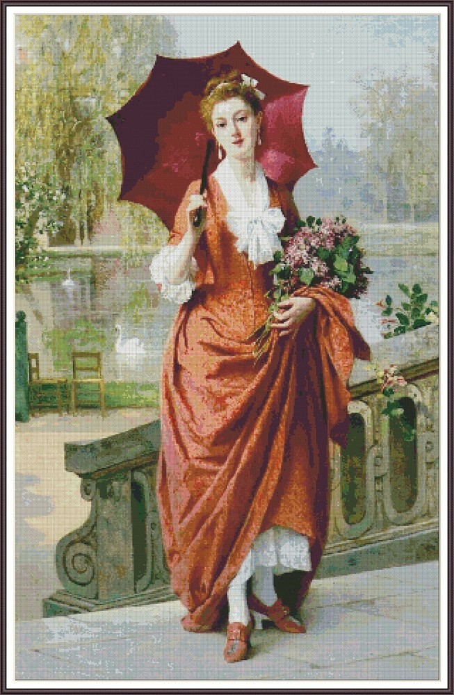 Red Parasol 846 - Chart Counted Cross Stitch Pattern Xstitch