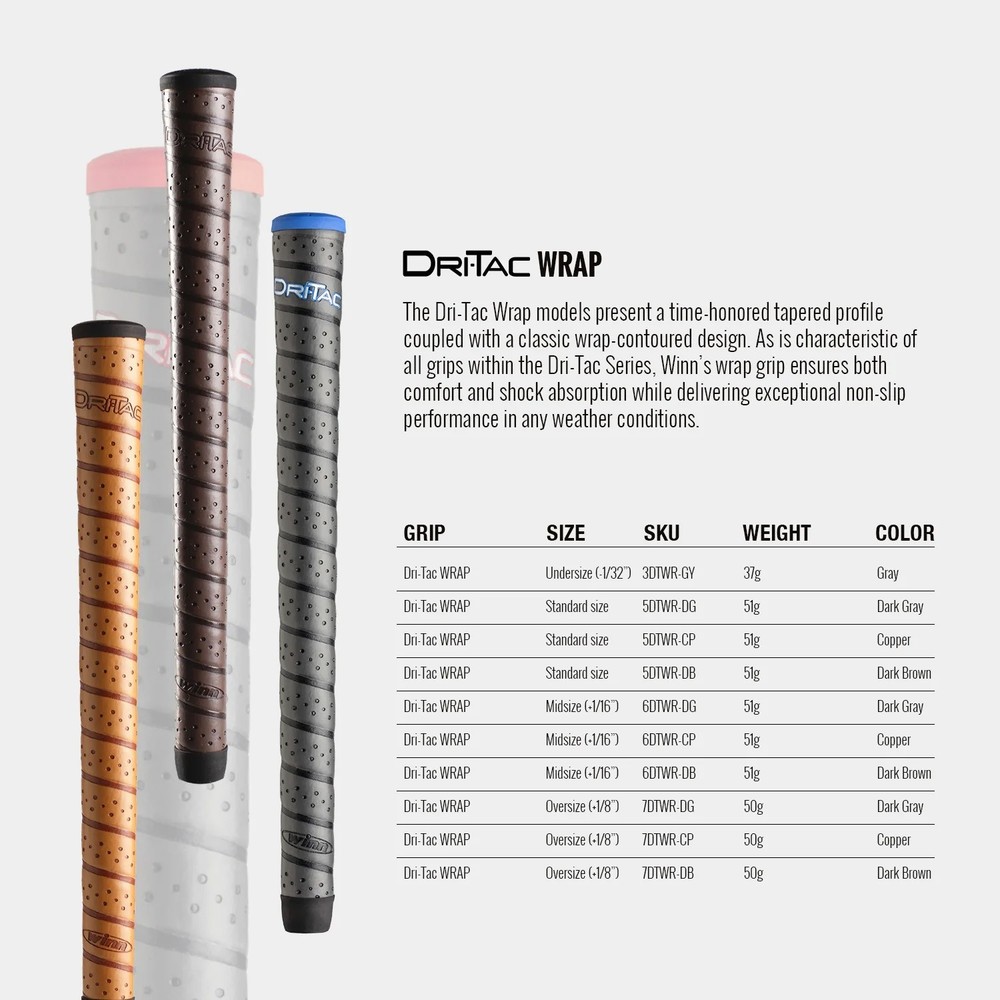 Winn Grips DriTac Wrap Undersize, Standard, Midsize, Oversize
