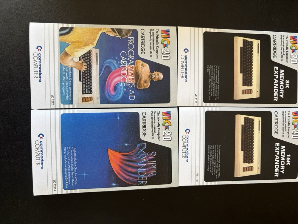 Vic 20 Memory Expansion Set, Super, 8k,16k, Programmers Aid