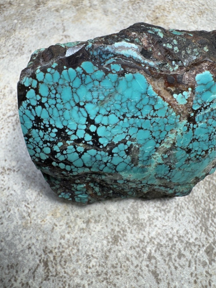 Hubei turquoise stabilized nugget solid spiderwebs all the way through