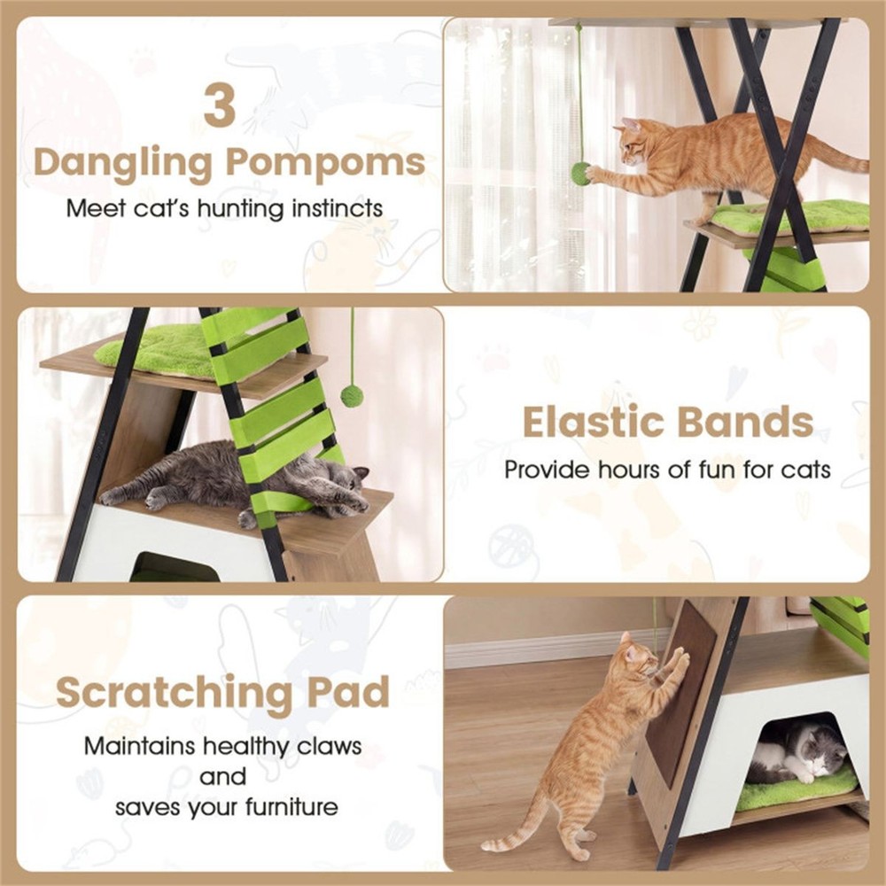 73" Multi-Level Cat Tree with Condo & Perch, Multi-Cat Climbing Tower with Scrat