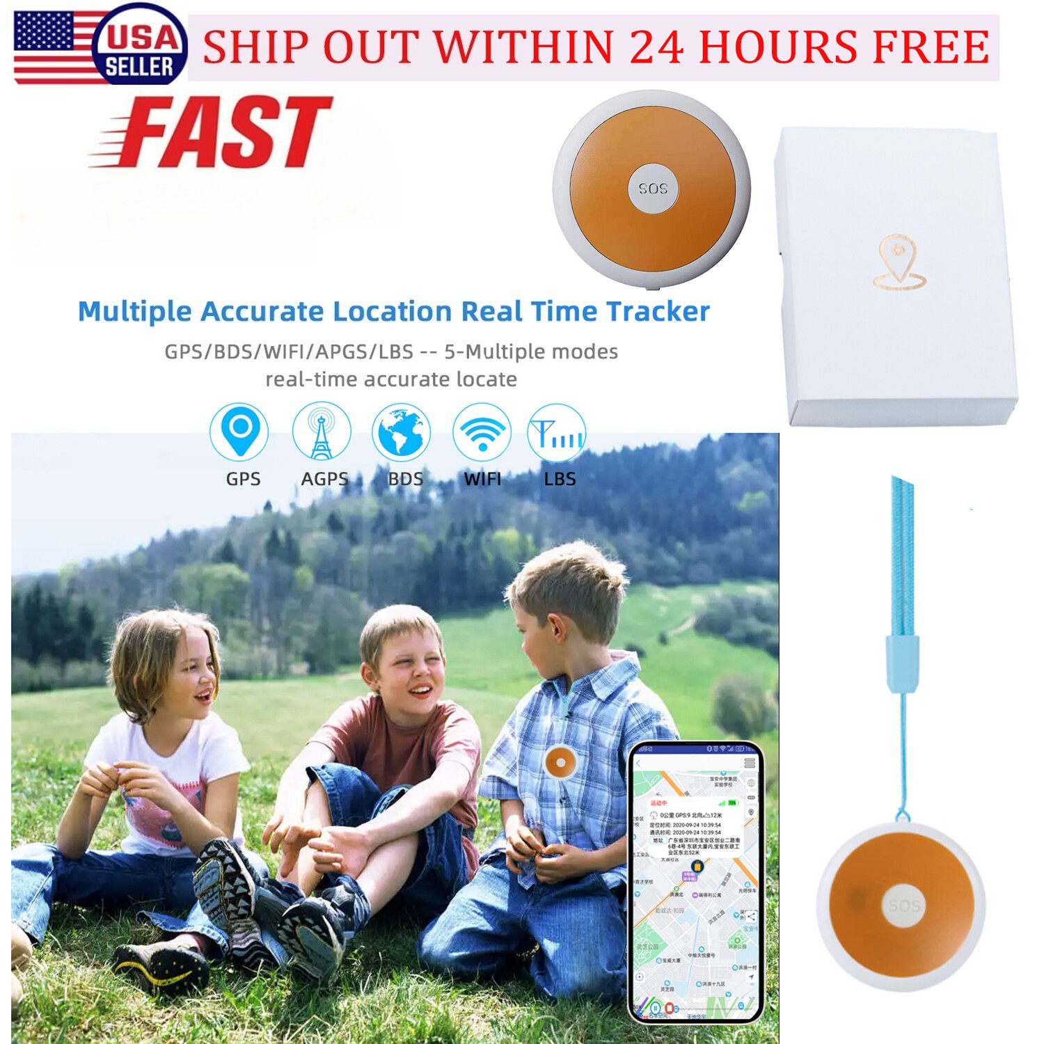 4G Mini GPS Tracker Real time Tracking Device SOS Location For Kids Elderly