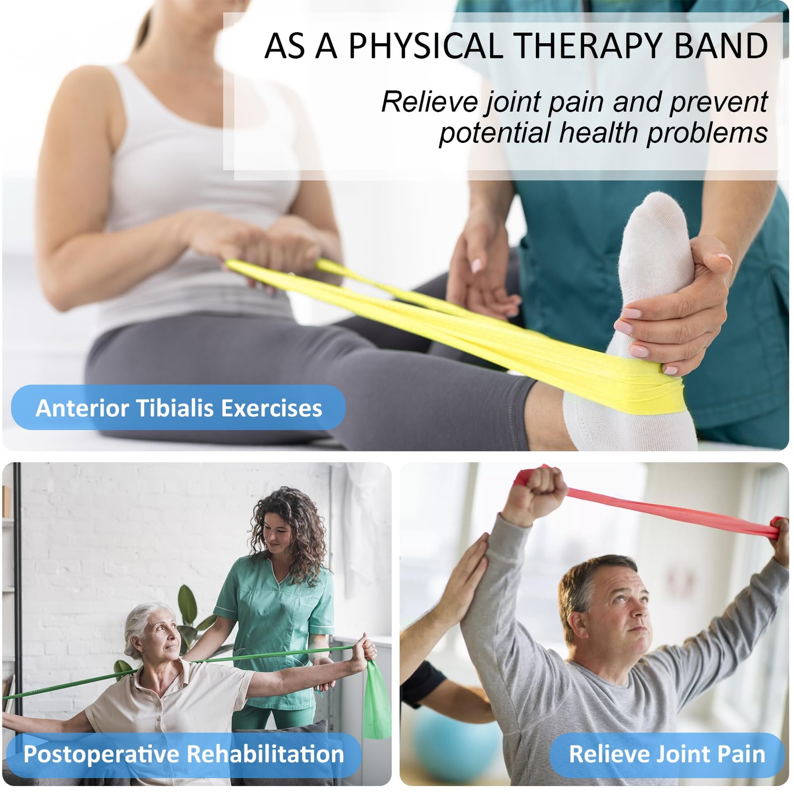 Resistance Bands for Working Out Women and Men, Physical Therapy Bands, Latex...