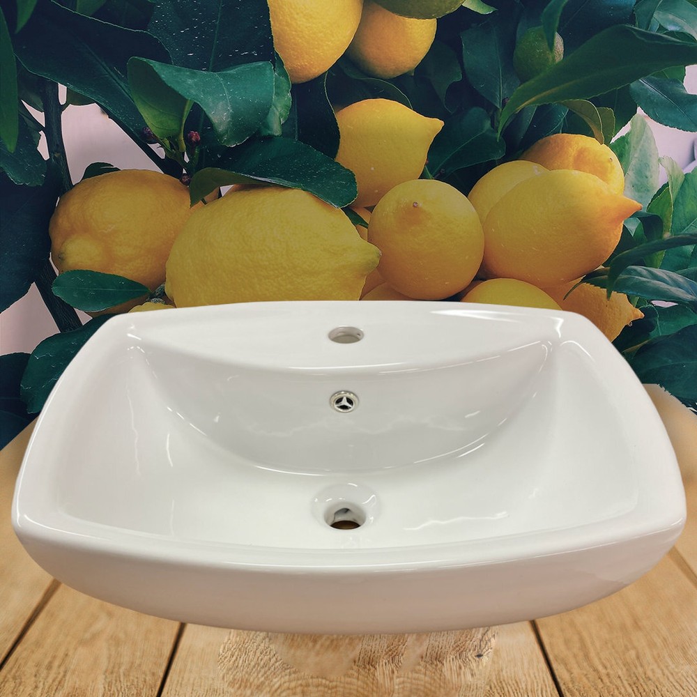 21" White Ceramic Rectangular Vessel Above Counter Sink with overflow