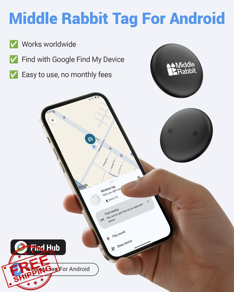 Android Pet Tracker Tag, GPS Pet Finder, No Subscription Fee