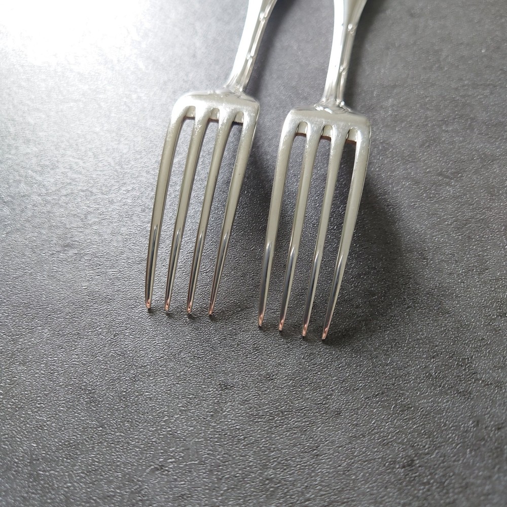 Christofle Rubans 2pcs Silverplate Flatware Dessert Fork Excellent