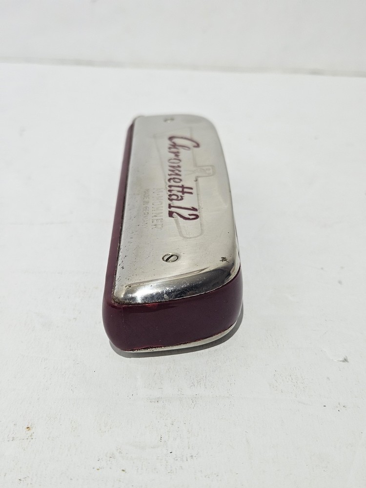 Vintage M HOHNER “Chrometta 12” Slide Harmonica with Original Case