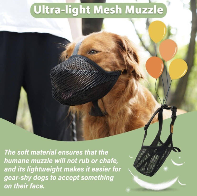 Mayerzon Breathable Mesh Dog Muzzle Adjustable Comfortable Black XS NWT