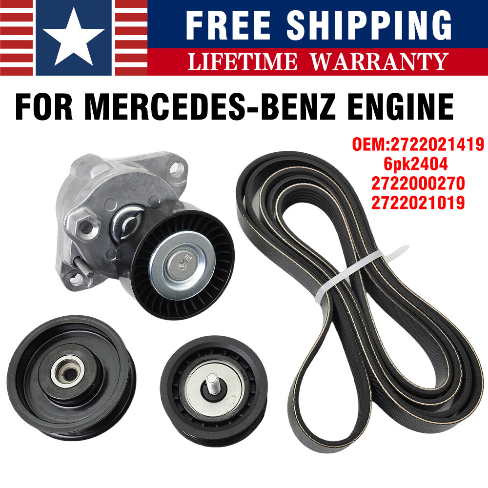 Engine Belt Tensioner + Idler Pulley Serpentine Belt Kit FITS FOR Mercedes-Benz