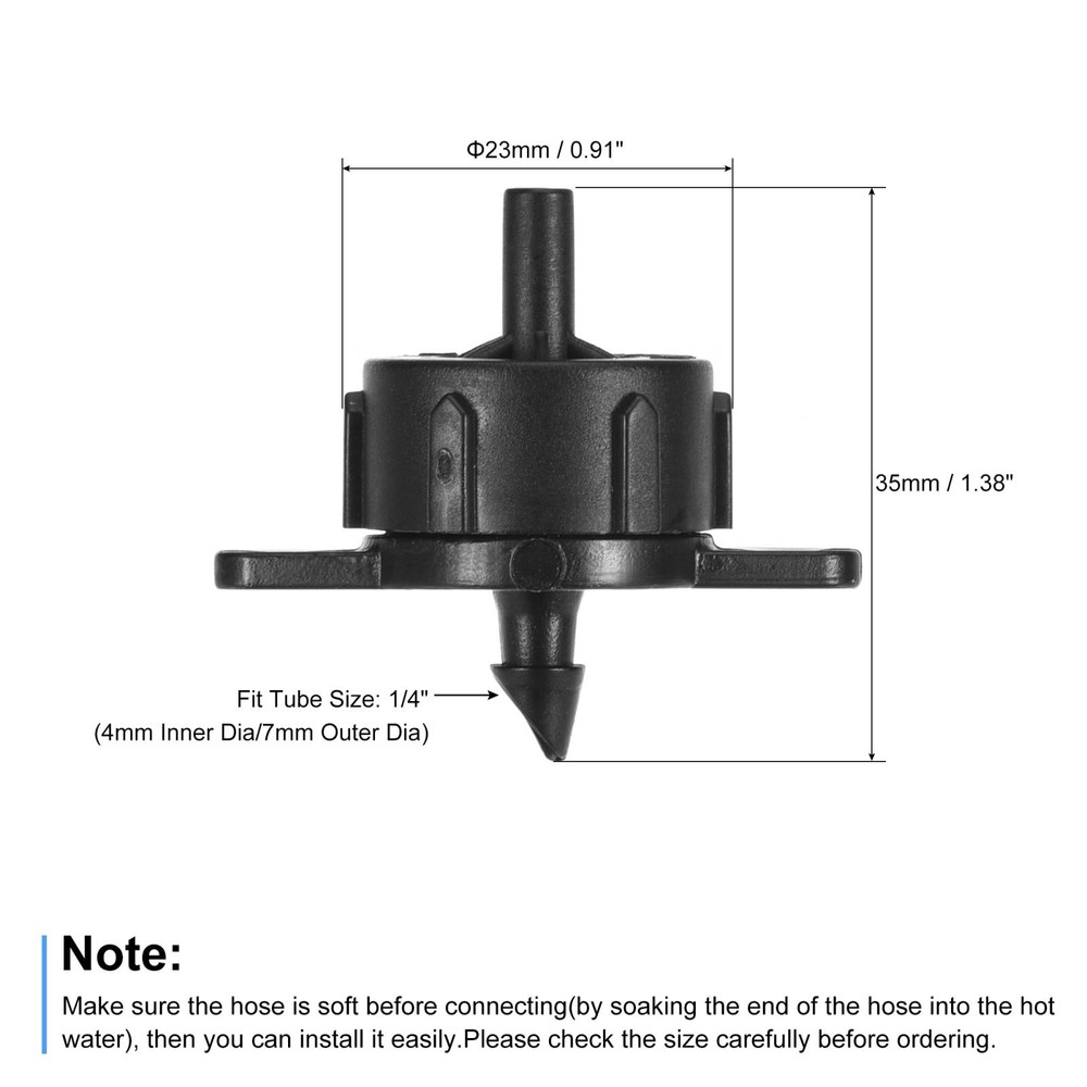 Adjustable Emitter Drip 4L/H 360 Degree Black 60pcs