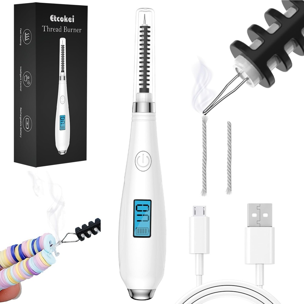 Etcokei Thread Burner, USB Rechargeable Thread Zapper with LCD Display, Burn...