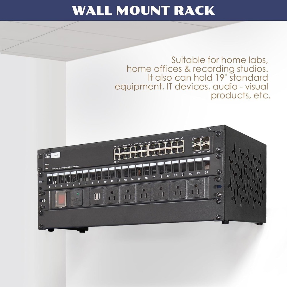 4U Wall-Mount & Desktop Server Rack, 12" Depth, Foldable with 1U Blank Panel - O