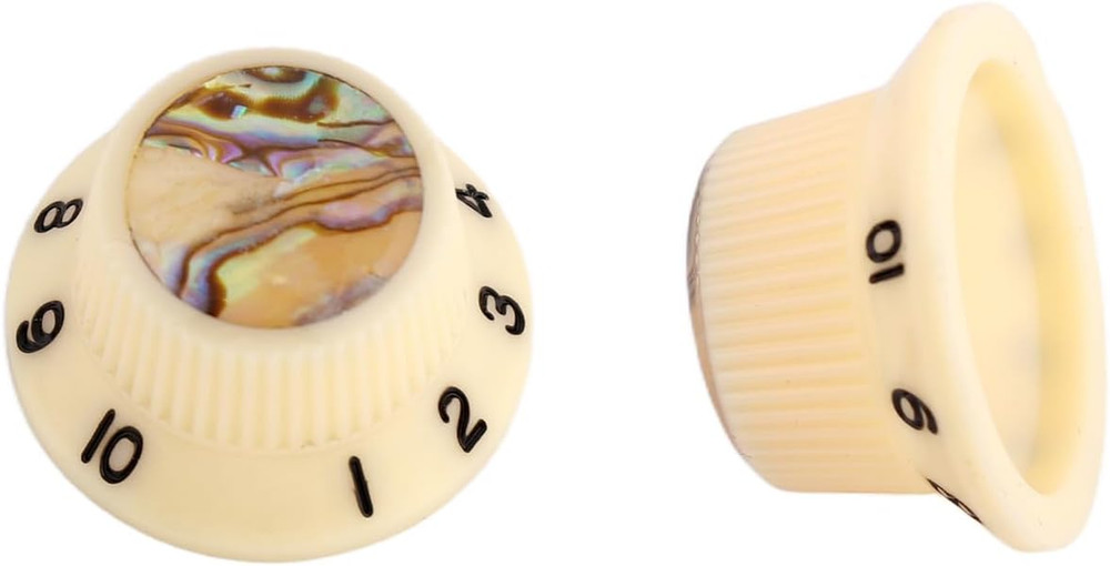 Ivory Guitar Abalone Top Volume Tone Control Knobs Fit Stratocaster Strat