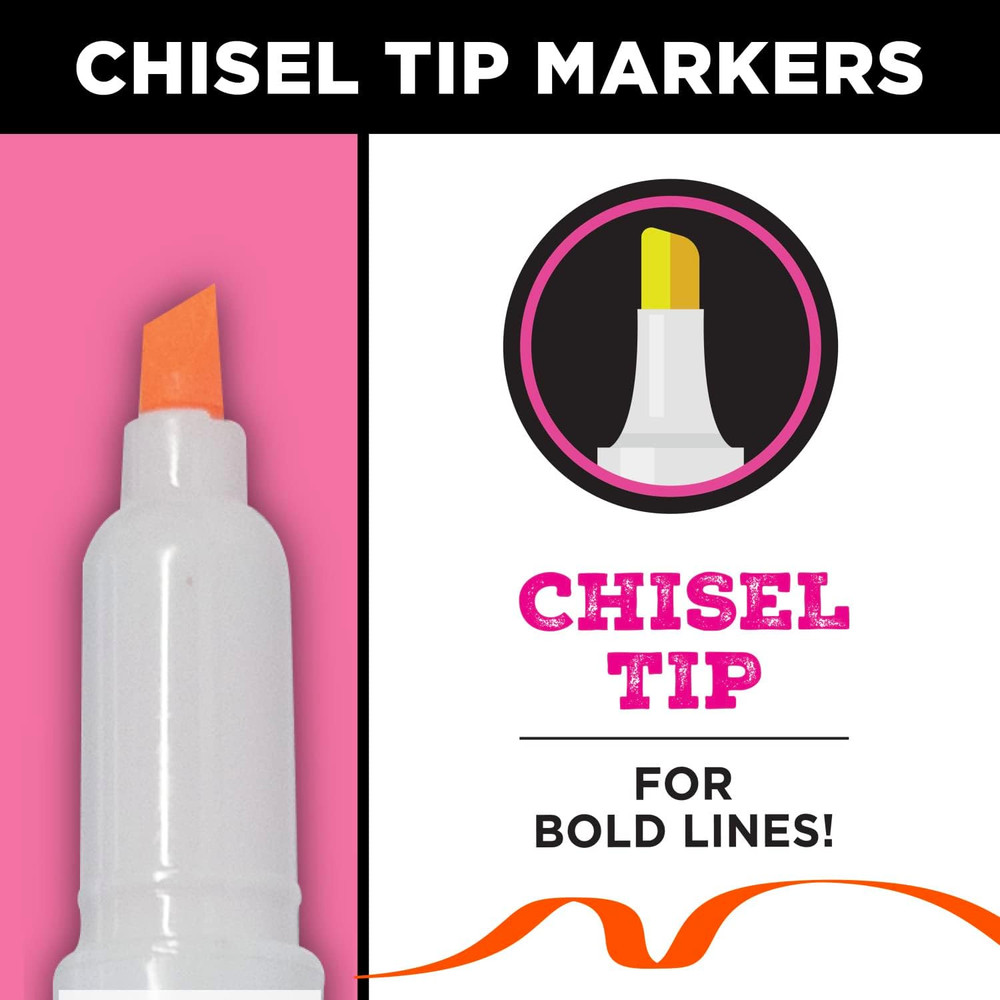 Graffiti Fabric Markers Chisel Tip 6Pk, Rainbow, Premium Quality Ink, Permanent,