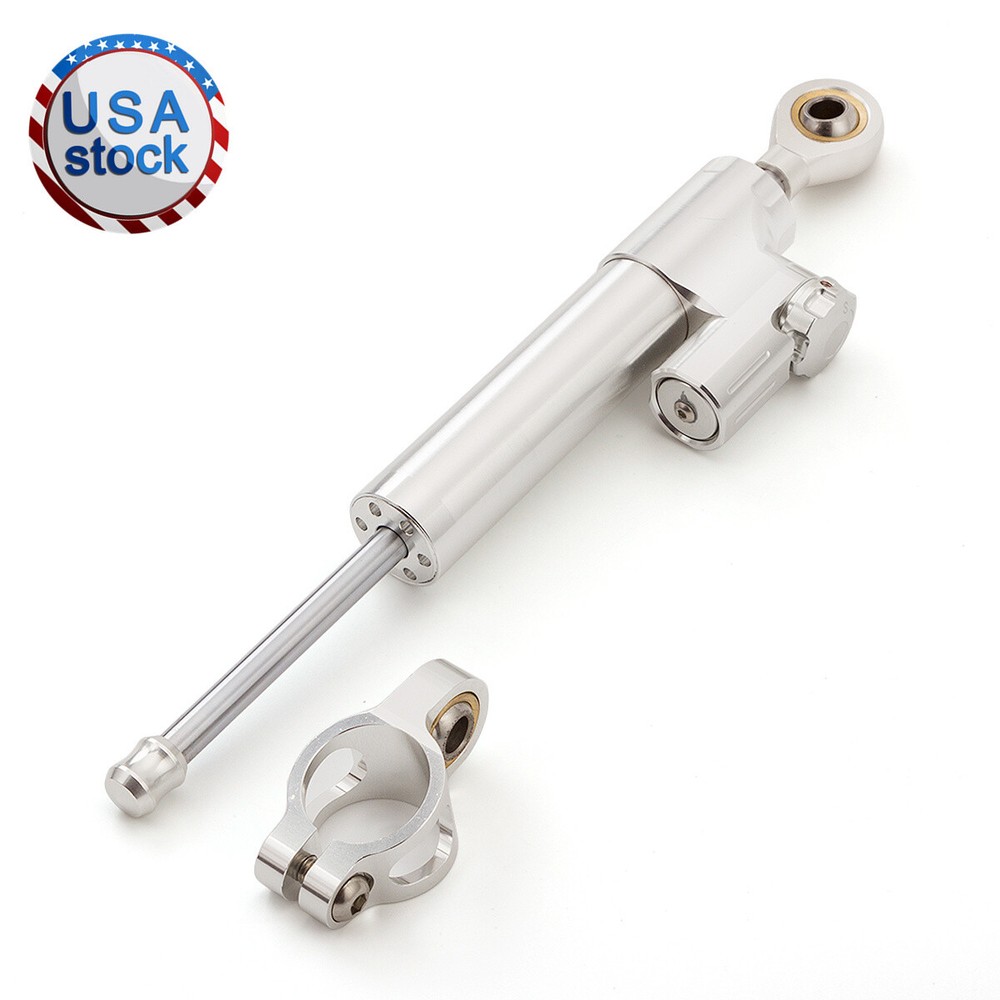 Motorcycle Silver Steering Damper Stabilizer Linear Reversed Safety Control